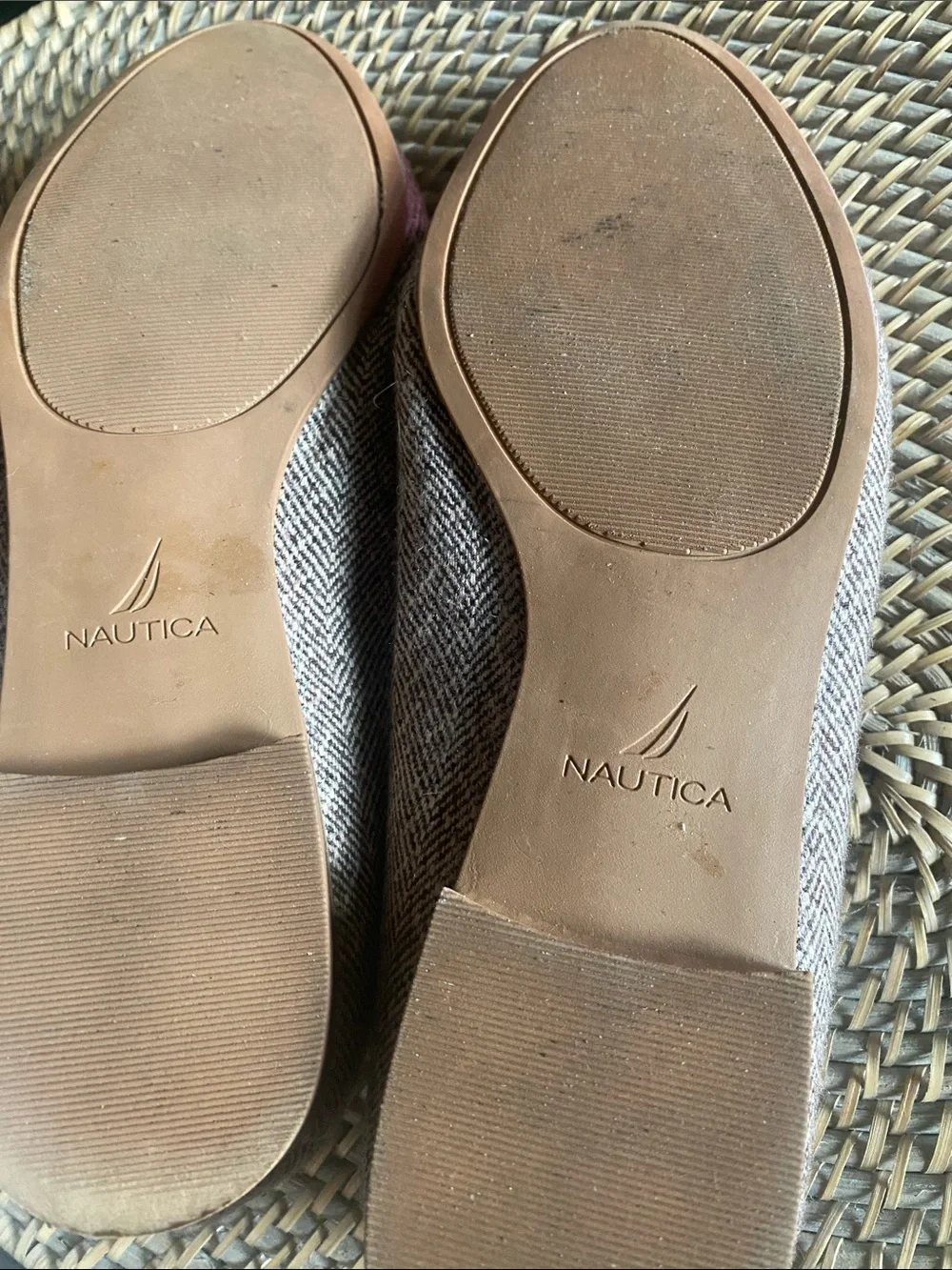 NAUTICA KELLINE BROWN HERRINGBONE TWEED Bow Vamp Slip-On FLATS 8